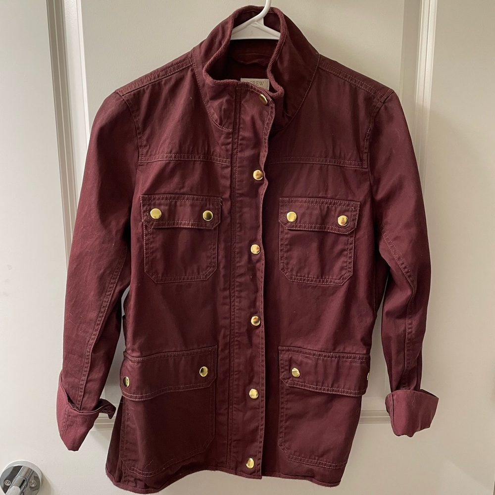 Womens burgundy j crew jacket small